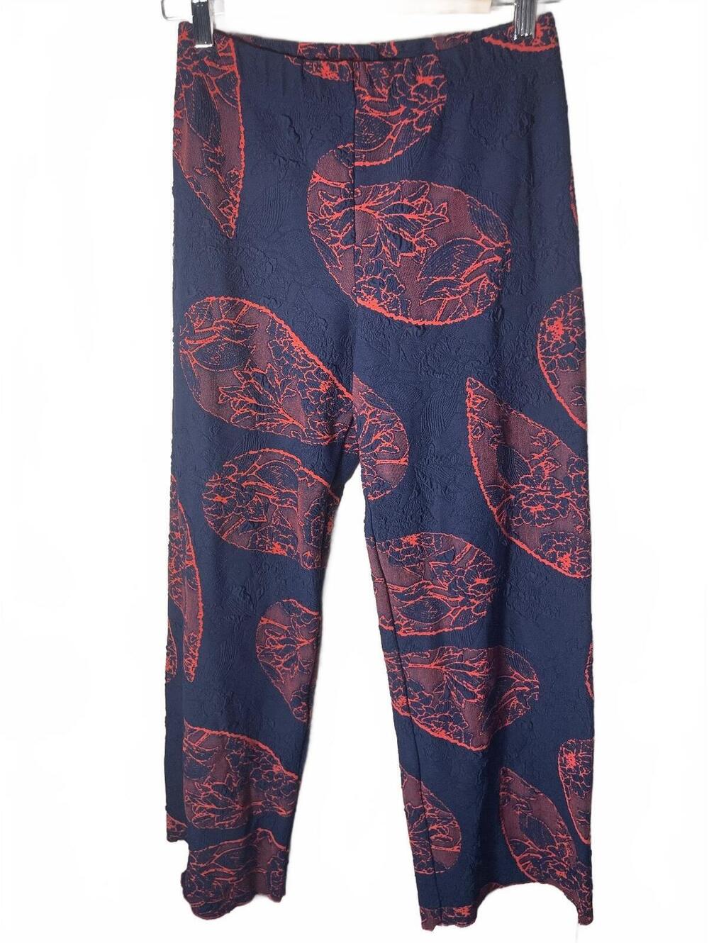 Haystacks Wide Leg Stretch Pants Womens Size Small Navy Blue Orange Lounge Boho